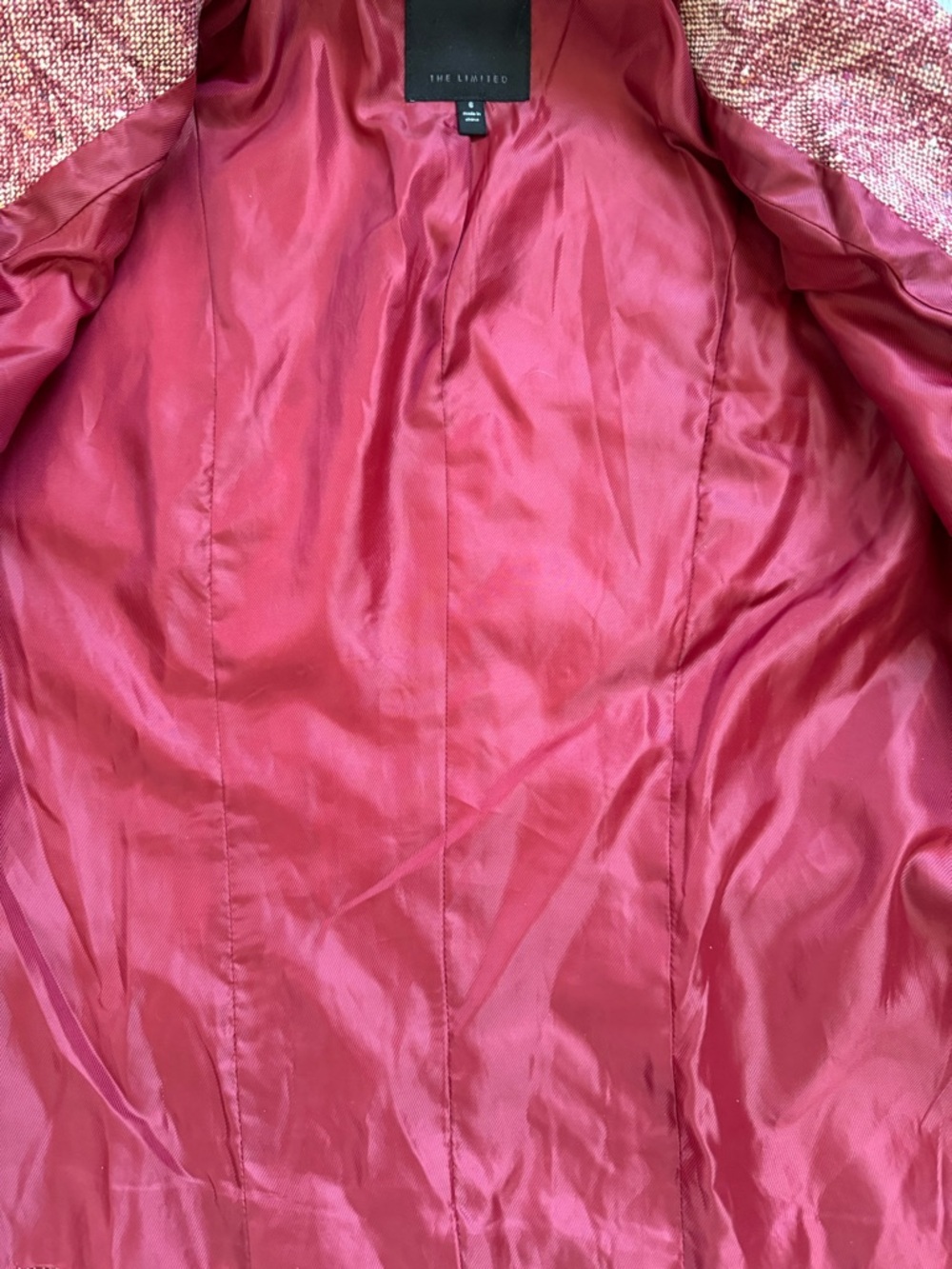 The Limited Red Floral Tweed Blazer Jacket Size 6 - Picture 7 of 9